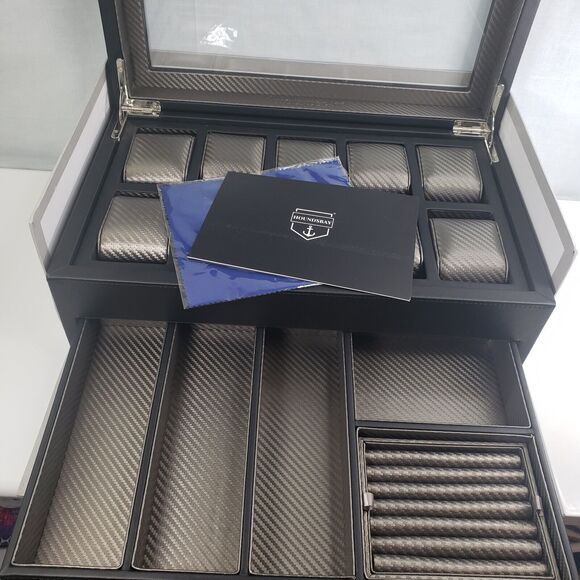 Houndsbay Other - Houndsbay Yachtsman Vegan Leather Watch Jewelry Case 10 Slots With Pull Out Draw